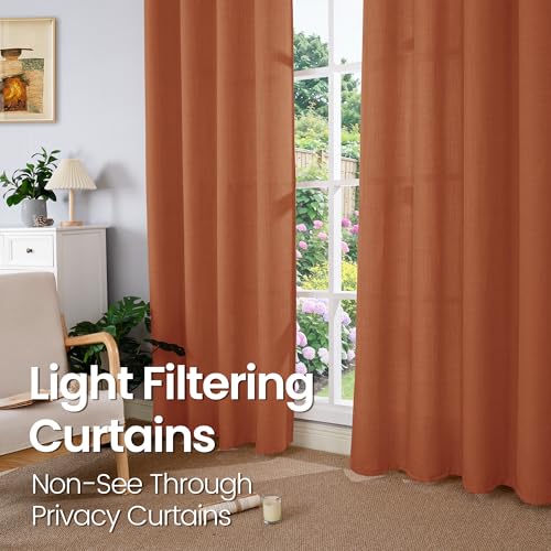 BGment Terracotta Linen Curtains 63 Inch Length for Living Room - 2 Panels - color: Terracotta, size: 52"W x 63"L (Pack of 2)