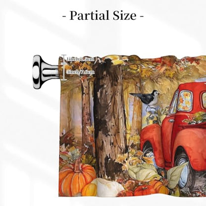 Autumn Pumpkin Curtain Valance 54x18 Inches Window Treatment Rod Pocket Valance for Kitchen Bathroom Bedroom - color: Autumn Pumpkin