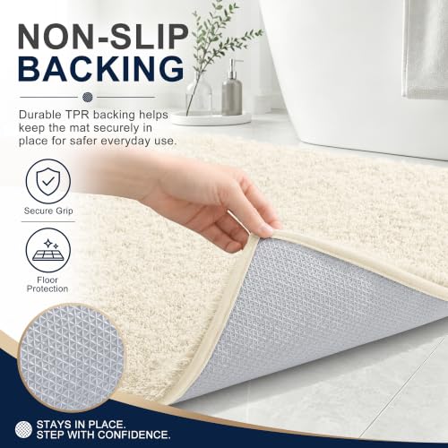 OLANLY Microfiber Large Bathroom Rugs 44x32, Soft Absorbent Bath Mat, White - color: White, size: 44" X 32"