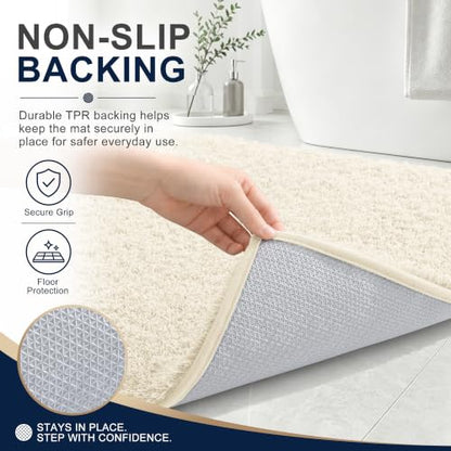 OLANLY Microfiber Bathroom Runner Rugs 47x17, Ultra Soft Bath Mat, White - color: White, size: 47" X 17"