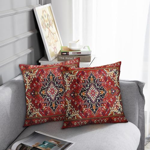 Britimes Throw Pillow Covers Set of 2, 18 x 18 Inch, Tribal Red - color: Ethnic Tribal 10, size: 18" x 18" (Pack of 2)