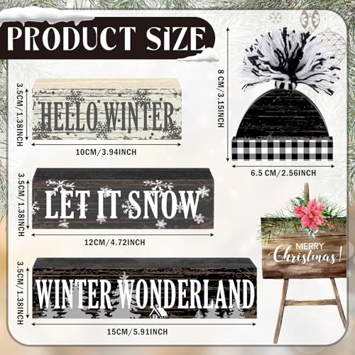 Geelin 4 Pcs Winter Hat Wooden Table Decorations Farmhouse Tiered Decor - style: Winter Hat