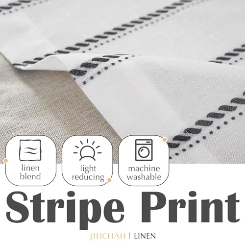 jinchan Stripe Linen Window Valance Curtain, 50x16, 1 Panel, Black - color: Nautical Striped Black on White, size: 50"W x 16"L (Pack of 1)