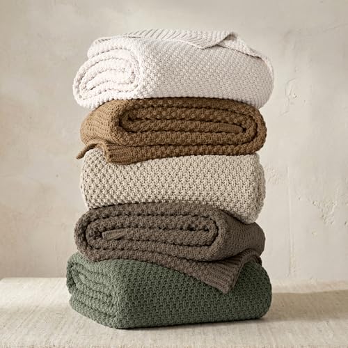EVERGRACEHOME Chunky Chenille Knit Throw Blanket, 108x92, Camel Brown - color: Camel Brown, size: 108" X 92"