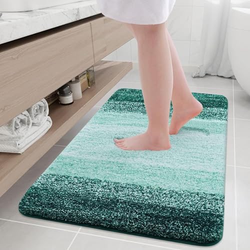 Arotive Microfiber Bathroom Rugs, Shaggy Soft Absorbent Bath Rug, 36x24 - color: Dark Green, size: 36" X 24"