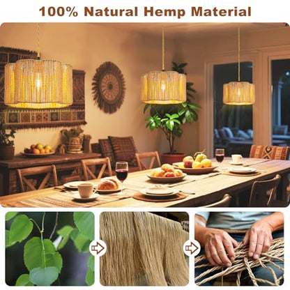 Hanging Lamps Rattan Pendant Light Hanging Lights 16.4ft Plug in Cord Pendant Light Fixture Plug Into Wall Outlet Pendant Lighting with On Off Switch for Bedroom Living (Cylindrical Flower Shade) - size: 12.6 Inch - Flower Shade