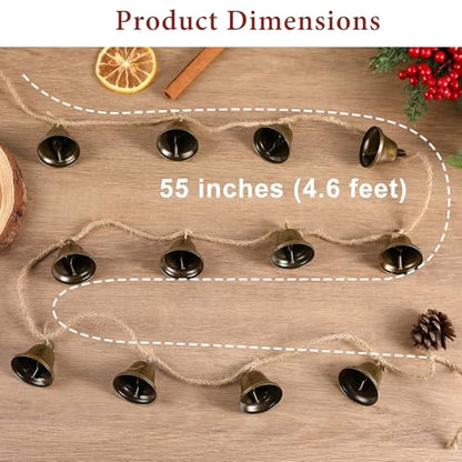 Christmas Decorations-Rustic Bells Garland for Xmas Tree Mantel Window Fireplace Home Wall Decor