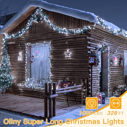 Ollny Christmas Lights Outdoor Cool White, 1000LED 328FT with Remote - color: Cool White, size: 1000 LEDs