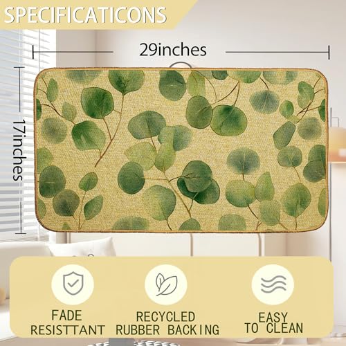 Sage Leaves Welcome Door Mat, Non-Slip Front Doormat for Indoor 30x17 Inch, Summer Porch Decor, Low Profile Entrance Rug for Home, Housewarming Gift - color: Watercolor Sage