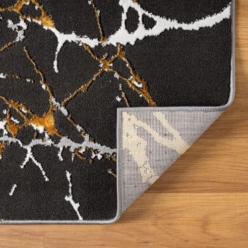 LUXE WEAVERS Modern Abstract Non-Shedding Area Rug Black 5x7 - color: Black, size: 5' x 7' (Rectangular)