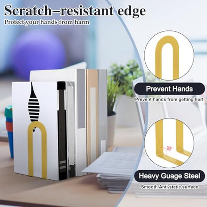 Chunful Metal Bookends, 2 Pcs, Gold, Round - color: Gold, size: Round