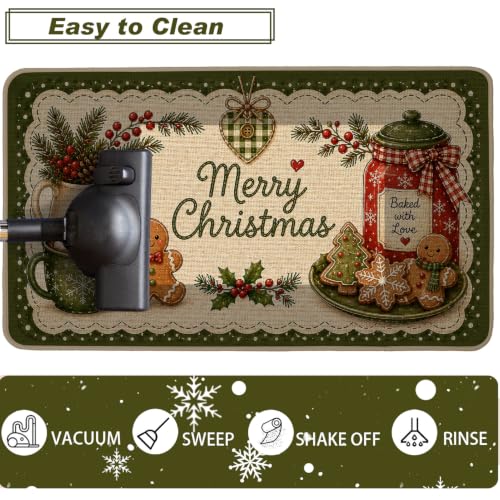 Baccessor Christmas Kitchen Rugs Set of 2 Gingerbread 17x29 and 17x47 Inch - color: Gingerbread Man