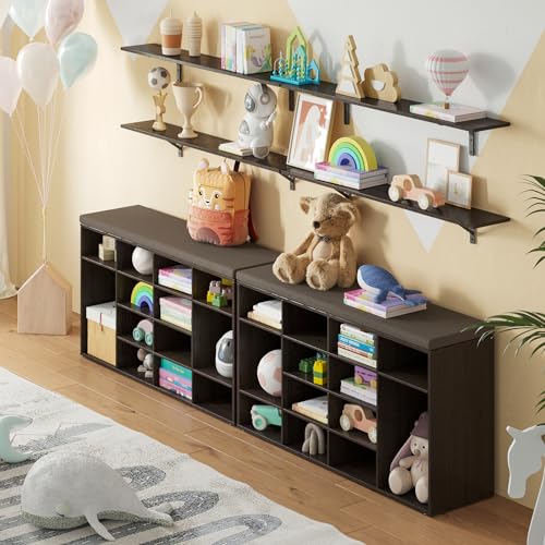 DINZI LVJ Long Wall Shelves, 55.1Inch Wooden Floating Shelves with Brackets - color: Espresso, size: 55.1 Inch