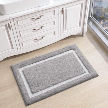 LUMI Bathroom Rug, Non Slip Absorbent Bath Mat, Light Grey, 20"x32" - color: Light Grey, size: 20"x32"