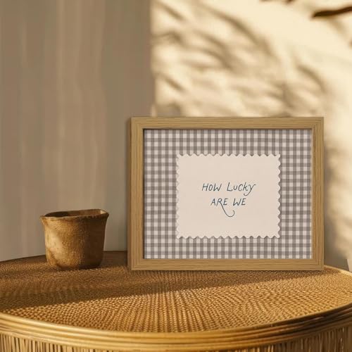 Kownzev How Lucky Are We Wall Art, Brown Gingham Wood Framed Canvas 12x16 - color: Brown luck, size: 16"L x 12"W
