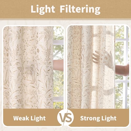 BGment Oatmeal Linen Curtains 63 Inch Length for Living Room 2 Panels - color: Oatmeal, size: 52"W x 63"L (Pack of 2)
