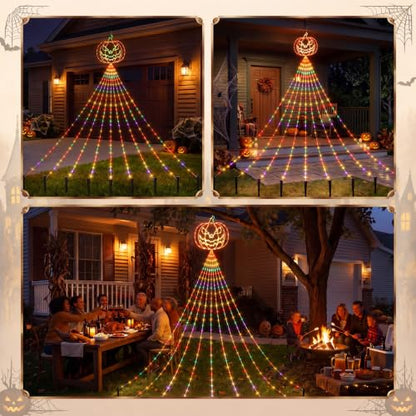 Gerrii 14FT Halloween Pumpkin Waterfall String Lights, USB Outdoor Lights - style: Halloween Pumpkin