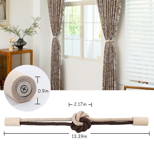 Magnetic Curtain Tiebacks Holdbacks Rope Curtain Tie Backs Outdoor Contoeey - color: Beige Brown