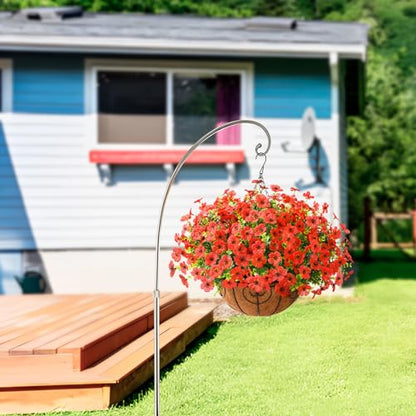 Artificial Hanging Flowers Basket for Outdoor, UV Resistant Plants Daisy - color: Red
