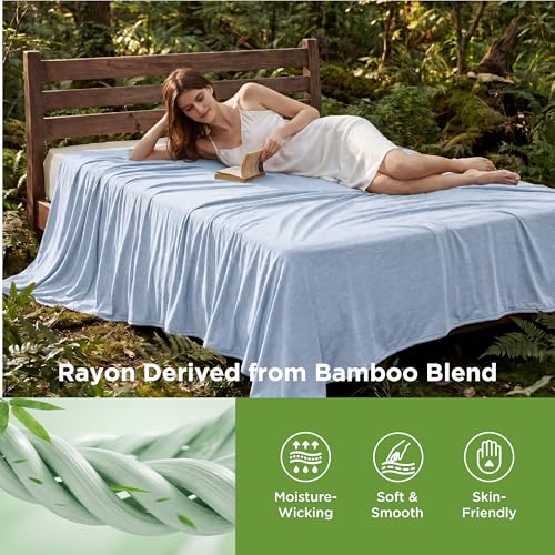 Bedsure Silky Soft Cooling Blanket Queen Size, 90"x90", Light Blue - color: 09- Light Blue, size: Queen (90" X 90")