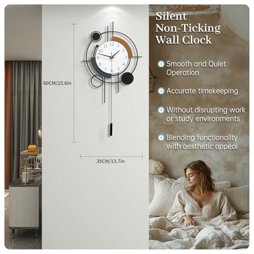 Large Wall Clocks for Living Room Decor Modern Silent Wall Clock - size: 14*23 inch