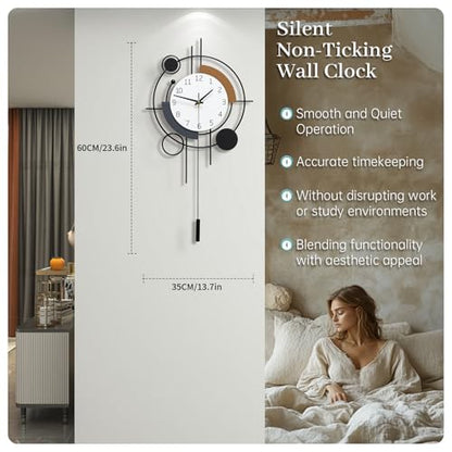 Large Wall Clocks for Living Room Decor Modern Silent Wall Clock - size: 14*23 inch