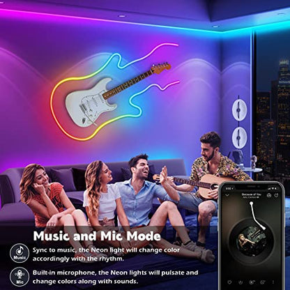 AILBTON 200FT Neon Rope Lights, RGB LED Strip Lights, Waterproof IP67 LED Lights for Bedroom, DIY Design, Music Sync, Remote Control, Multiple Modes for Bedroom - size: 200FT