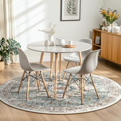 BESTSWEETIE Washable Boho Round 8ft Area Rug for Living Room, Green Brick - color: Green/Brick/Rust Red, size: 8' (Round)