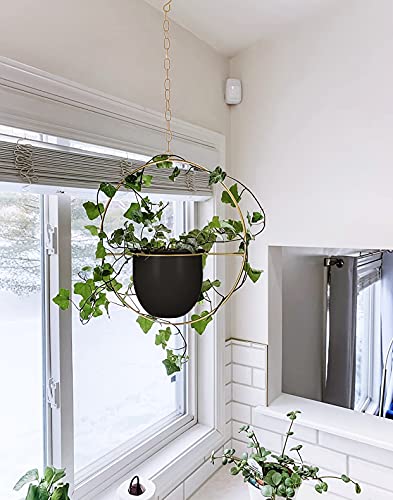 2 Pack Hanging Planter with 5.5" Pot, Metal Hanging Plant Holder - color: Black & Gold