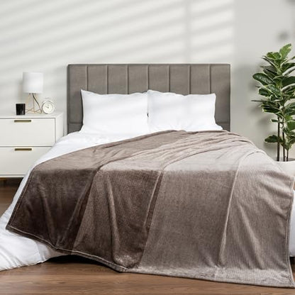 PAVILIA Taupe Ombre Fleece Throw Blanket for Couch Sofa Bed, 50x60 - color: Gradient - Taupe, size: 50 x 60 Inches - Throw