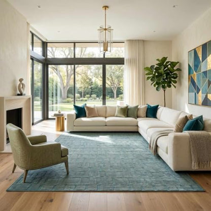 Hauteloom Galaxia Hallway, Kitchen Machine Washable Runner Rug - Modern Organic Geometric - Teal, Slate Blue, Dark Gray, Turquoise - 2'7" x 7'3" - color: Teal, Dark Gray, Turquoise / Dragan, size: 2'7" x 7'3" (Runner)