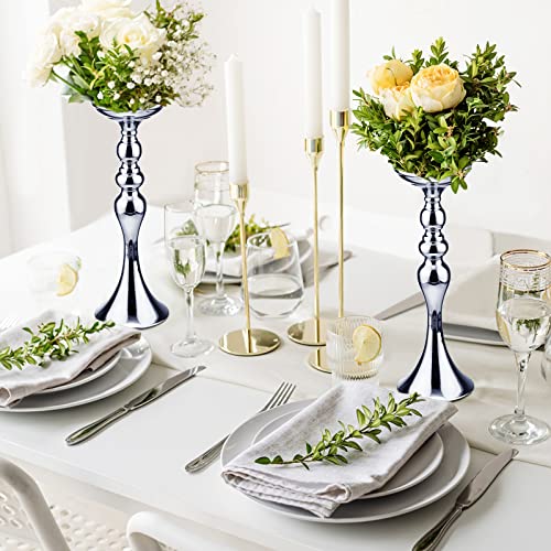 Sadnyy 16 Pcs Silver Metal Flower Vase, 15 Inch Wedding Table Centerpieces - color: Silver, size: 15 Inch