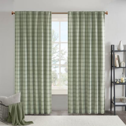 Madison Park Plaid Window Curtain Thermal Insulated, 1 Panel, 50x84 Green - color: Rod Pocket & Back Tab, Green, size: 50"W x 84"L (Pack of 1)