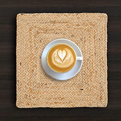 Ramanta Home Jute Braided Placemats Set of 4 14x14 Inches - Natural - size: 14x14 Inches