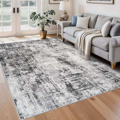 5x7 Area Rugs for Living Room: Washable Modern Abstract Non-Slip Rug Black - color: Black, size: 5' x 7' (Rectangular)