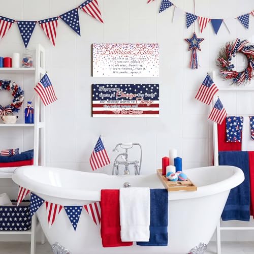 Jetec 2 Pcs Funny Bathroom Signs Wall Decor Farmhouse,Independence Day - style: Independence Day