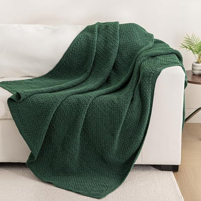 Whale Flotilla Summer Chunky Chenille Knit Throw Blanket for Couch Bed Sofa - color: Deep Green, size: Throw(50x60 Inch)