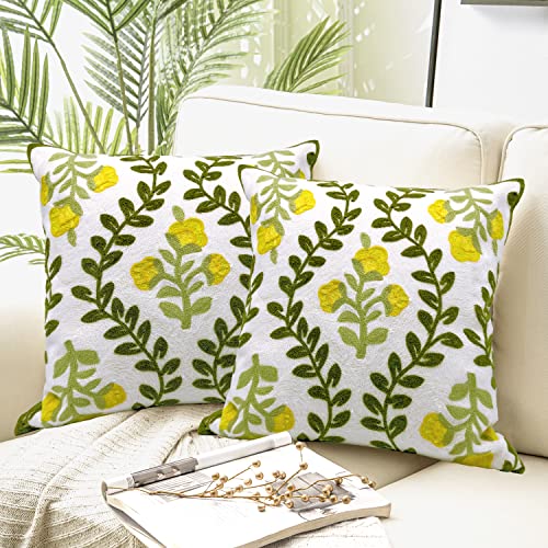 Alysheer Embroidered Decorative Throw Pillow Cover 18"x 18" Set of 2 Yellow - color: Yellow, size: 18" x 18" (Pack of 2)