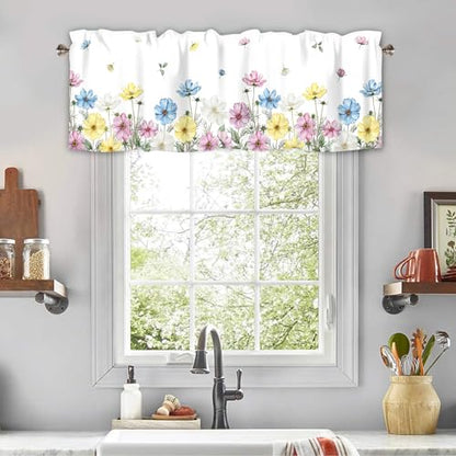 Floral Kitchen Valance Curtains Window Treatments 42x12 Inch - color: Lst-hh01442, size: 42"W x 12"L (Pack of 1)
