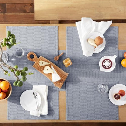 Martha Stewart Honeycomb Modern Farmhouse Reversible Table Runner, Blue, 15"x72" - color: Blue