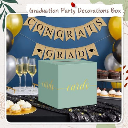Elegant Sage Green Wedding Card Box, Gold Foil Gift Card Box for Party - color: Z01 Sage Green and Gold Foil