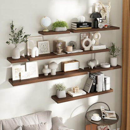 36 Inch Floating Shelves, 8"Deep Wall Shelf, 55 Lbs Capacity, Walnut, 2pcs - color: Walnut, size: 36"Wx8"Dx1.2"H