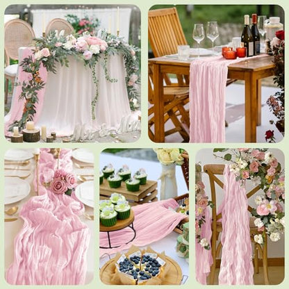 Cheesecloth Table Runner 10FT Blushing Pink Boho Gauze Sheer Runners - color: Blushing Pink, size: 1 Pack