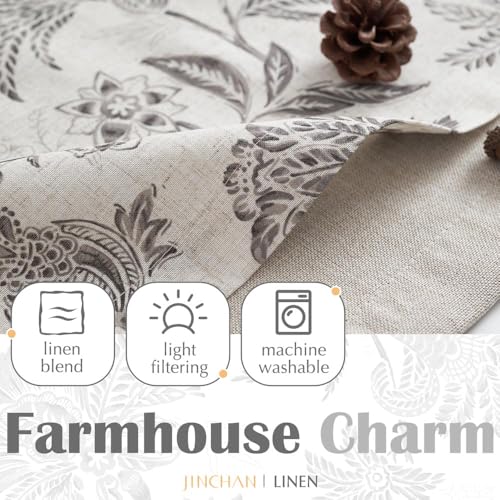 jinchan Floral Valance Curtain Linen 16 Inch Farmhouse 1 Panel Grey - color: Jacobean | Grey, size: 50"W x 16"L (Pack of 1)