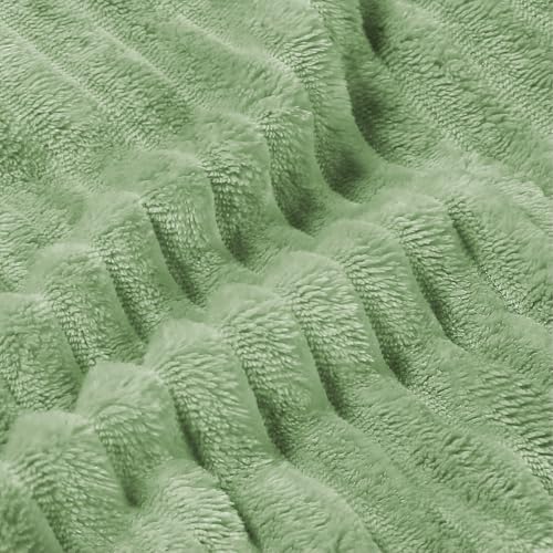 BEDELITE 3D Ribbed Apple Green Fleece Twin Blanket for Couch, 60x80 Inch - color: Apple Green, size: Twin(60"x80")