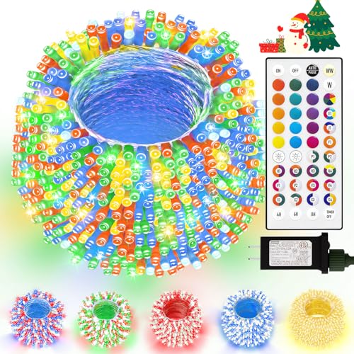 LitHome Color Changing Christmas String Lights with Remote, 164Ft 500 LED - color: Clear Wire, size: 500LED / 164FT
