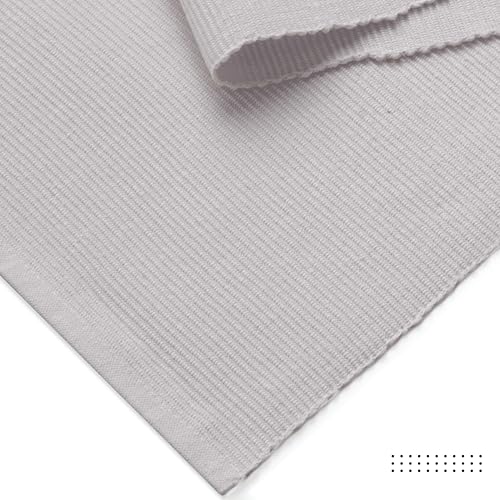 Encasa XO Table Runner, Yarn Dyed Ribbed Cotton 13"x72" - color: Light Grey, size: 13x72 in