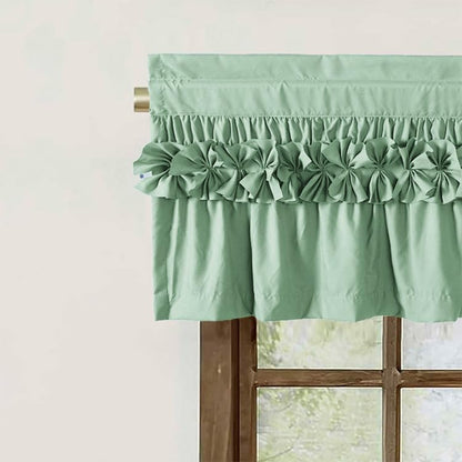 HIG 2 Pack Sage Ruffle Handcrafted Window Valances, 52"x18" - color: Sage, size: 52"W x 18"L (Pack of 2)