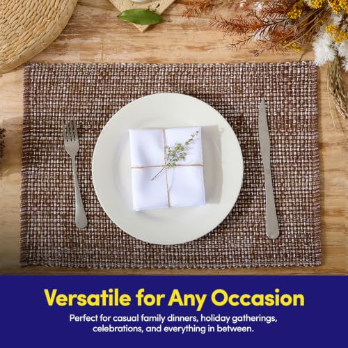 Sweet Home Collection 100% Cotton Placemats for Dining Room Rectangle Two Tone Woven Fabric 13" x 19" Soft Durable Table Mat Set, Set of 4, Chocolate - color: Chocolate, size: Rectangle 13" x 19"
