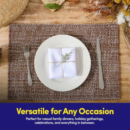 Sweet Home Collection 100% Cotton Placemats for Dining Room Rectangle Two Tone Woven Fabric 13" x 19" Soft Durable Table Mat Set, Set of 4, Chocolate - color: Chocolate, size: Rectangle 13" x 19"